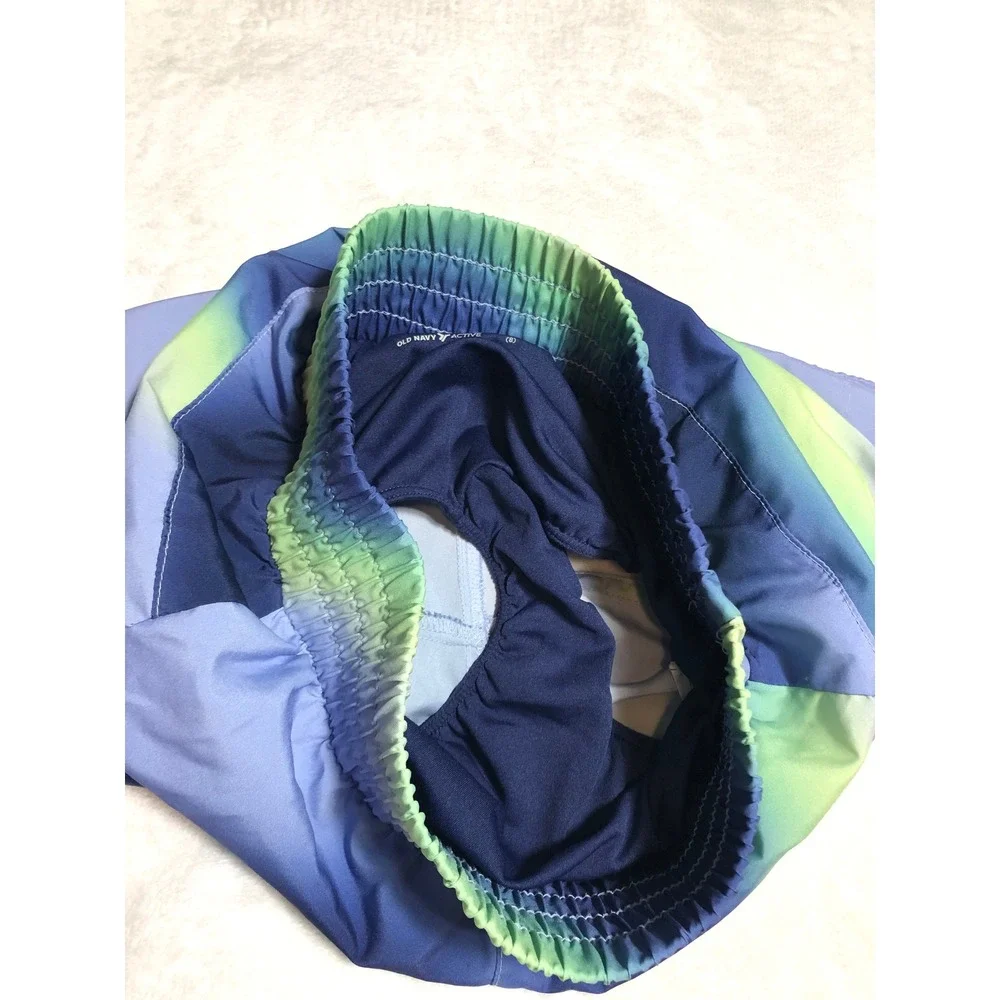 5/$25 Old Navy Active Go-Dry Shorts M 8 Blue Green Ombre Smocked Athletic Liner